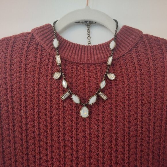 Silpada Natural Moonstone & Swarovski Crystal Necklace Antiqued Brass - Picture 7 of 7